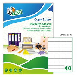 [83234] Etichetta adesiva LP4W bianca 100fg A4 52x30mm (40et/fg Laser Tico
