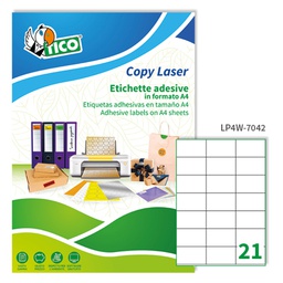 [83247] Etichetta adesiva LP4W bianca 100fg A4 70x42,3mm (21et/fg Laser Tico