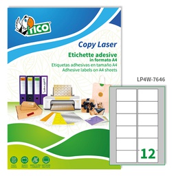 [83237] Etichetta adesiva LP4W bianca 100fg A4 76,2x46,4mm (12et/fg Laser Tico