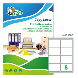 [83233] Etichetta adesiva LP4W bianca 100fg A4 99,1x67,7mm (8et/fg Laser Tico