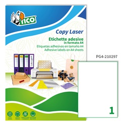 [63222] Etichetta adesiva PG4 bianca lucida 100fg A4 210x297mm (1et/fg Tico
