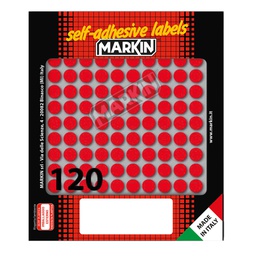 [36380] Etichetta adesiva rosso tonda D10mm (10fogli x 120etichette Markin