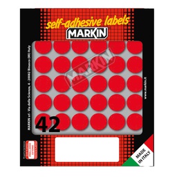 [36384] Etichetta adesiva rosso tonda D18mm (10fogli x 42etichette Markin