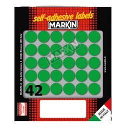 [36382] Etichetta adesiva verde tonda D18mm (10fogli x 42etichette Markin