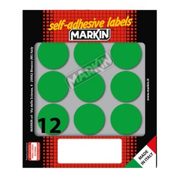 [36618] Etichetta adesiva verde tonda D34mm (10fogli x 12etichette Markin