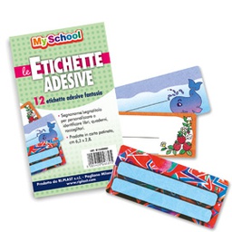 [79456] ETICHETTE ADESIVE SEGNANOMI bustina 12 etichette 6,3x8cm fantasie assortite