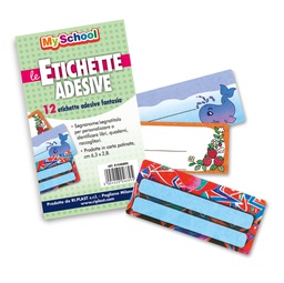 [79456] ETICHETTE ADESIVE SEGNANOMI bustina 12 etichette 6,3x8cm fantasie assortite