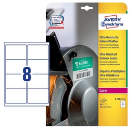 [90223] Etichette bianche in polietilene 99,1 x 67,7mm, Laser, 10fg Avery