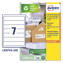 [90222] ***Etichette carta riciclata bianca per raccoglitori 38x192mm 7et/fg -Laser- Avery
