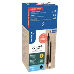 [94298] Green pack 12penne + 12 refill roller gel scatto G-2+ 0,7mm nero PILOT