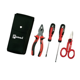 [95091] Kit 4 utensili in similpelle per elettricista
