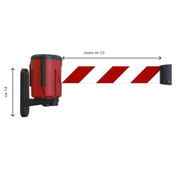 [94343] Kit Testina Rondo Tensa nastro estensibile 10m rosso bianco fissaggio magnetico