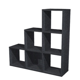 [74432] LIBRERIA 6 CASELLE a SCALARE 104x29,2cm-H103,9cm NERO VENATO - RAINBOW