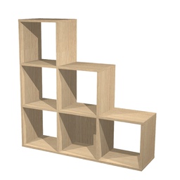 [82838] LIBRERIA 6 CASELLE a SCALARE 104x29,2cm-H103,9cm Rovere - RAINBOW