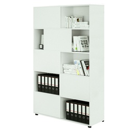 [86674] Libreria alta a 5 ripiani ante scorr. 120X35cm H191cm BIANCO/BIANCO - Tetris