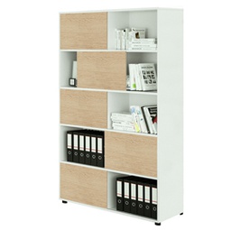 [86673] Libreria alta a 5 ripiani ante scorr. 120X35cm H191cm BIANCO/ROVERE - Tetris