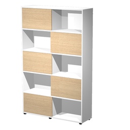 [89578] Libreria alta a 5 ripiani ante scorr. 120X35cm H191cm ROVERE/BIANCO - Tetris