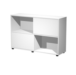 [89573] Libreria bassa a 2 ripiani ante scorr. 120X35cm H79cm BIANCO/BIANCO - Tetris