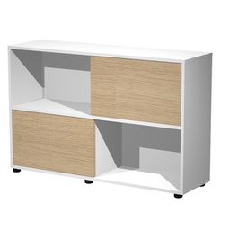 [89572] Libreria bassa a 2 ripiani ante scorr. 120X35cm H79cm BIANCO/ROVERE - Tetris
