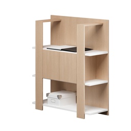 [86666] Libreria bassa a 3 ripiani 100X38,6cm H124cm BIANCO/ROVERE - Concept