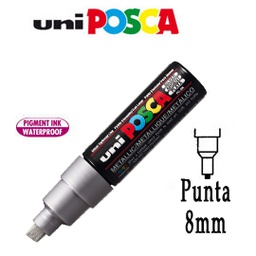 [77230] Marcatore UNI POSCA PC8K p.scalpello 8mm argento UNI MITSUBISHI