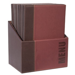 [71607] MENU-Box TRENDY con 20 PORTA MENU' BORDEAUX