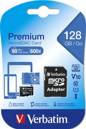 [VERB44085] MICRO SD CARD 128GB HC CLASSE 10 FINO A 45MB/S