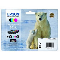 [EPST26364010] MULTIPACK 26XL N.4 CARTUCCE SERIE 26XL/ORSO POLARE NERO CIANO MAGENTA GIALLO