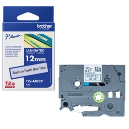 [BROTZEMQ531] Nastro Brother Laminato pastello da 12 mm scritta nera su fondo blu (4m
