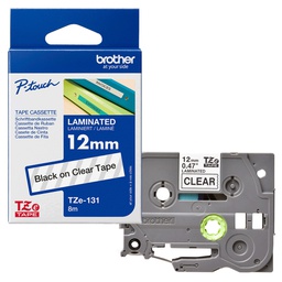 [BROTZE131] NASTRO BROTHER TZE-131 12MMx8MT NERO/TRASPARENTE