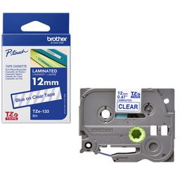 [BROTZE133] NASTRO BROTHER TZ-E133 12MMx8MT BLU/TRASPARENTE