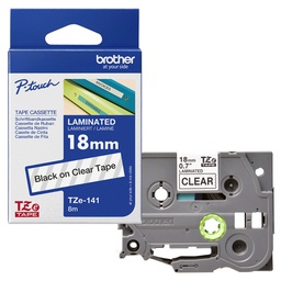 [BROTZE141] NASTRO BROTHER TZE-141 18MMx8MT NERO/TRASPARENTE
