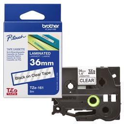 [BROTZE161] NASTRO BROTHER TZe161 36MMX8MT NERO/TRASPARENTE