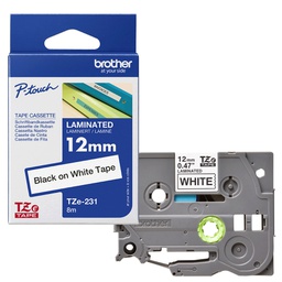 [BROTZE231] NASTRO BROTHER TZE-231 12MMx8MT NERO/BIANCO LAMINATO