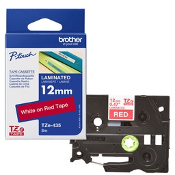 [BROTZE435] NASTRO BROTHER TZ-e435 12MMx8MT BIANCO/ROSSO