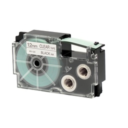 [37086] NASTRO CASIO 12MM X 8MT NERO SU TRASPARENTE