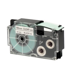 [39243] NASTRO CASIO 18MM X 8MT NERO SU TRASPARENTE