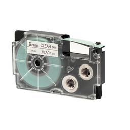[37083] NASTRO CASIO 9MM X 8MT NERO SU TRASPARENTE