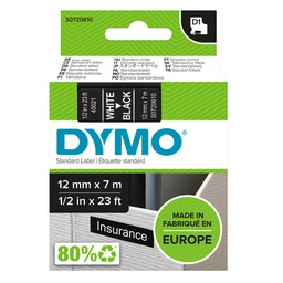 [27872] NASTRO DYMO TIPO D1 (12MMX7M BIANCO/NERO 450210