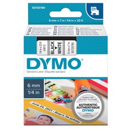 [27843] NASTRO DYMO TIPO D1 (6MMX7MT NERO/BIANCO 436130