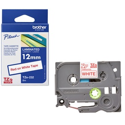 [BROTZE232] NASTRO LAMINATO BROTHER TZE-232 12MMx8MT ROSSO/BIANCO