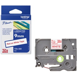 [BROTZE222] NASTRO LAMINATO BROTHER TZE-222 9MMx8MT ROSSO/BIANCO