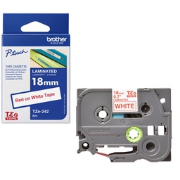 [BROTZE242] NASTRO LAMINATO BROTHER TZE-242 18MMx8MT ROSSO/BIANCO