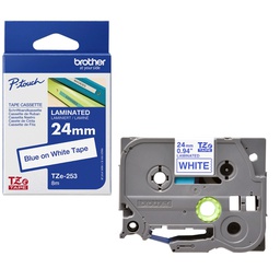 [BROTZE253] NASTRO LAMINATO BROTHER TZE-252 24MMx8MT BLU/BIANCO