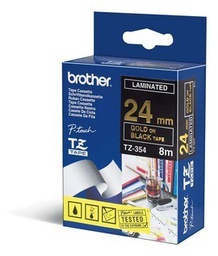 [BROTZE354] NASTRO LAMINATO BROTHER TZE-354 24MMx8MT ORO/NERO