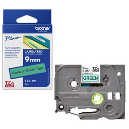 [BROTZE721] NASTRO LAMINATO BROTHER TZE-721 9MMx8MT NERO/VERDE