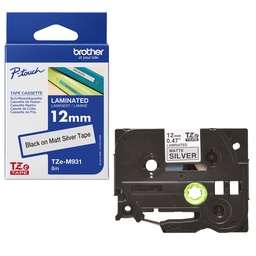 [BROTZEM931] NASTRO METALLIZZATO OPACO TZE-M931 12MMx8MT NERO/ARGENTO OPACO
