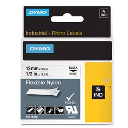 [72191] NASTRO NYLON FLESSIBILE 19mm x 3.5mt nero su bianco 18489 RHINO