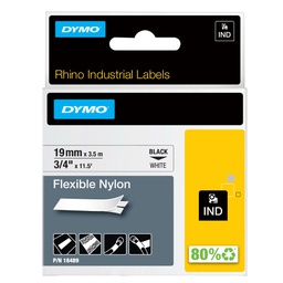 [72191] NASTRO NYLON FLESSIBILE 19mm x 3.5mt nero su bianco 18489 RHINO