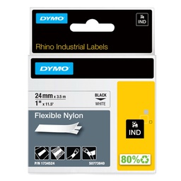 [72192] NASTRO NYLON FLESSIBILE 24mm x 3.5mt nero su bianco 1734524 RHINO